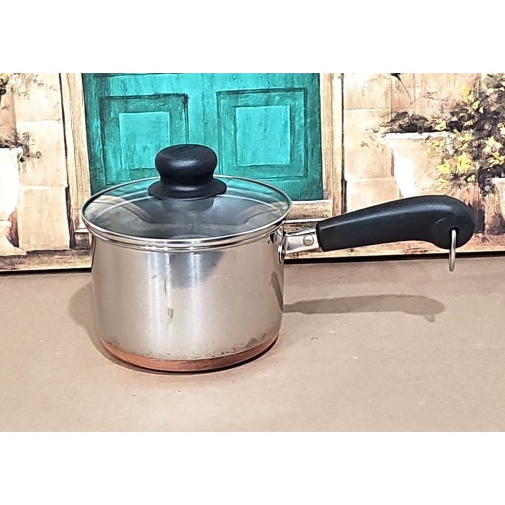 Revere Ware Copper Clad Bottom 1 1/2 Quart 1.5 qt Sauce Pan & Wrong  Lid - Picture 2 of 9